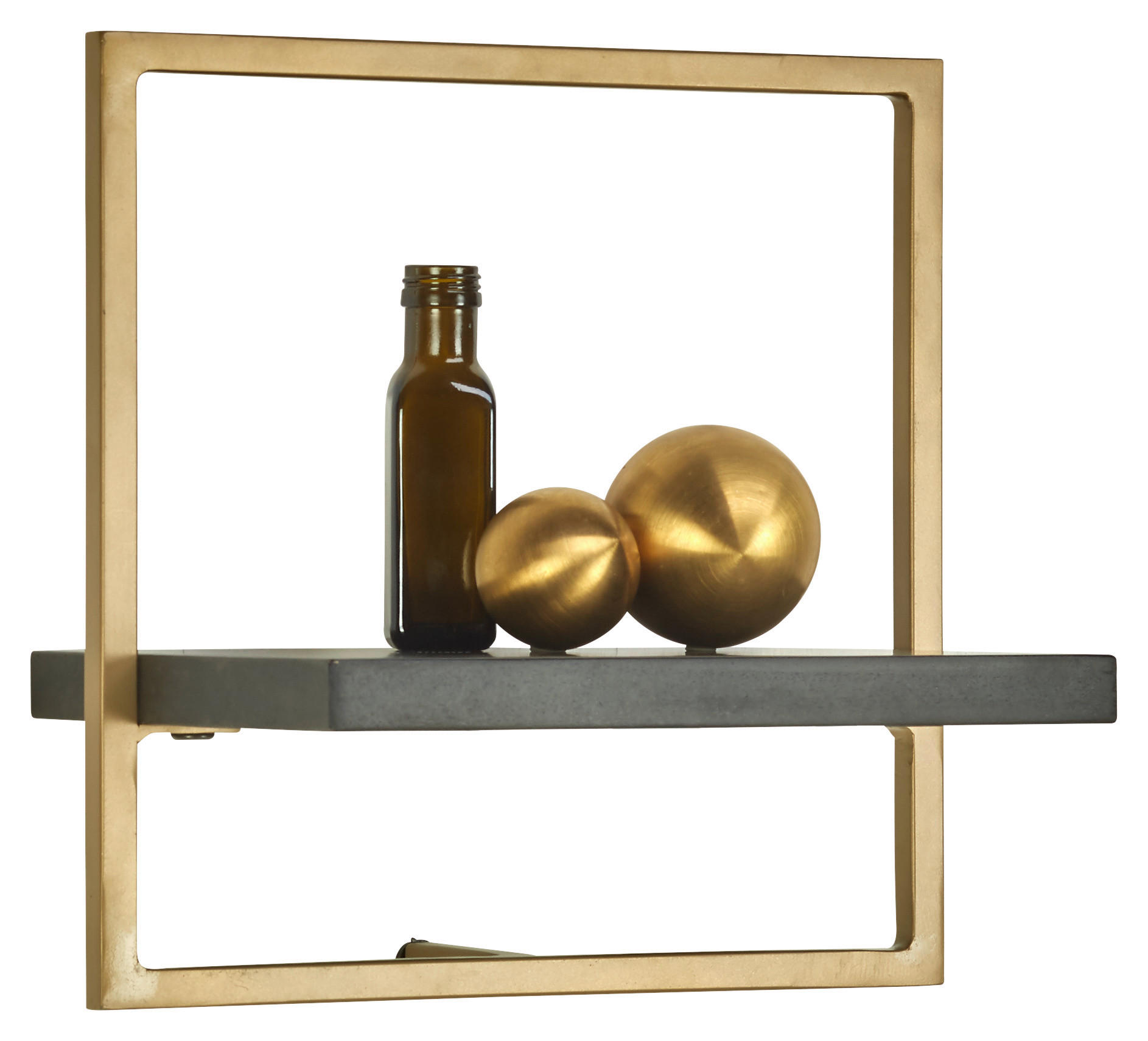 WANDREGAL Akazie massiv Schwarz, Goldfarben  - Goldfarben/Schwarz, Trend, Holz/Metall (35/35/25cm) - Lomoco