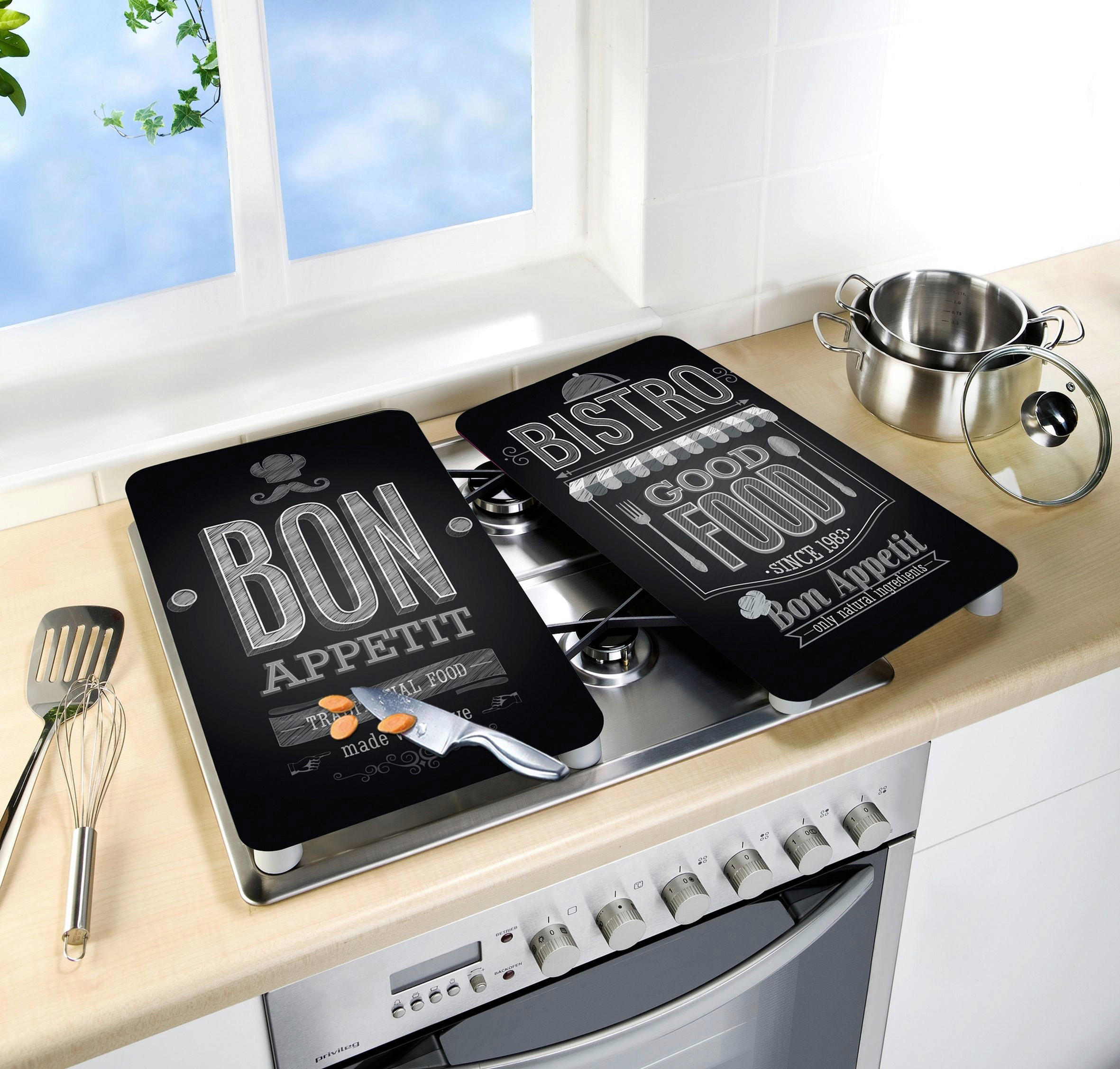 HERDABDECKPLATTE 2521483100  - Schwarz/Grau, Design, Glas/Kunststoff (30/1,8-5,5/52cm) - Wenko