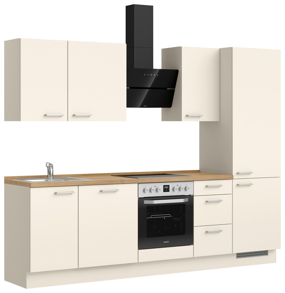 KÜCHENBLOCK Touch 270 cm  in Eichefarben, Magnolie  - Edelstahlfarben/Eichefarben, MODERN, Holzwerkstoff/Metall (270cm) - Nobilia