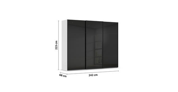 SCHWEBETÜRENSCHRANK in Grau, Schwarz - Schwarz/Grau, KONVENTIONELL, Glas/Holzwerkstoff (242/223/68cm) - Novel