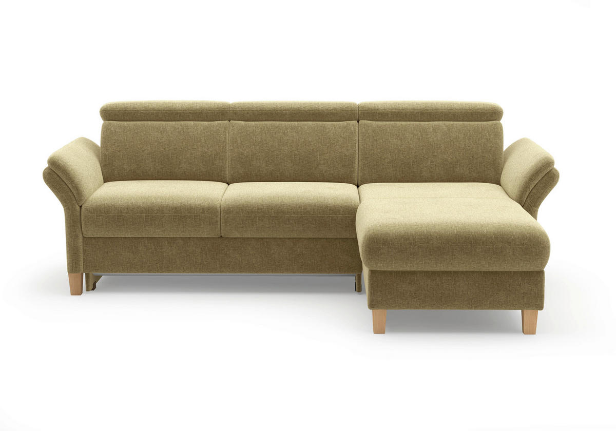 ECKSOFA GLENDALE E Olivgrün Flachgewebe  - Eichefarben/Olivgrün, KONVENTIONELL, Holz/Textil (253/166cm) - Sit & More