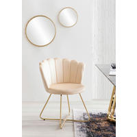 STUHL-SET 2 Stück  in Samt  - Beige/Goldfarben, MODERN, Textil/Metall (69,5/85/66cm) - Livetastic