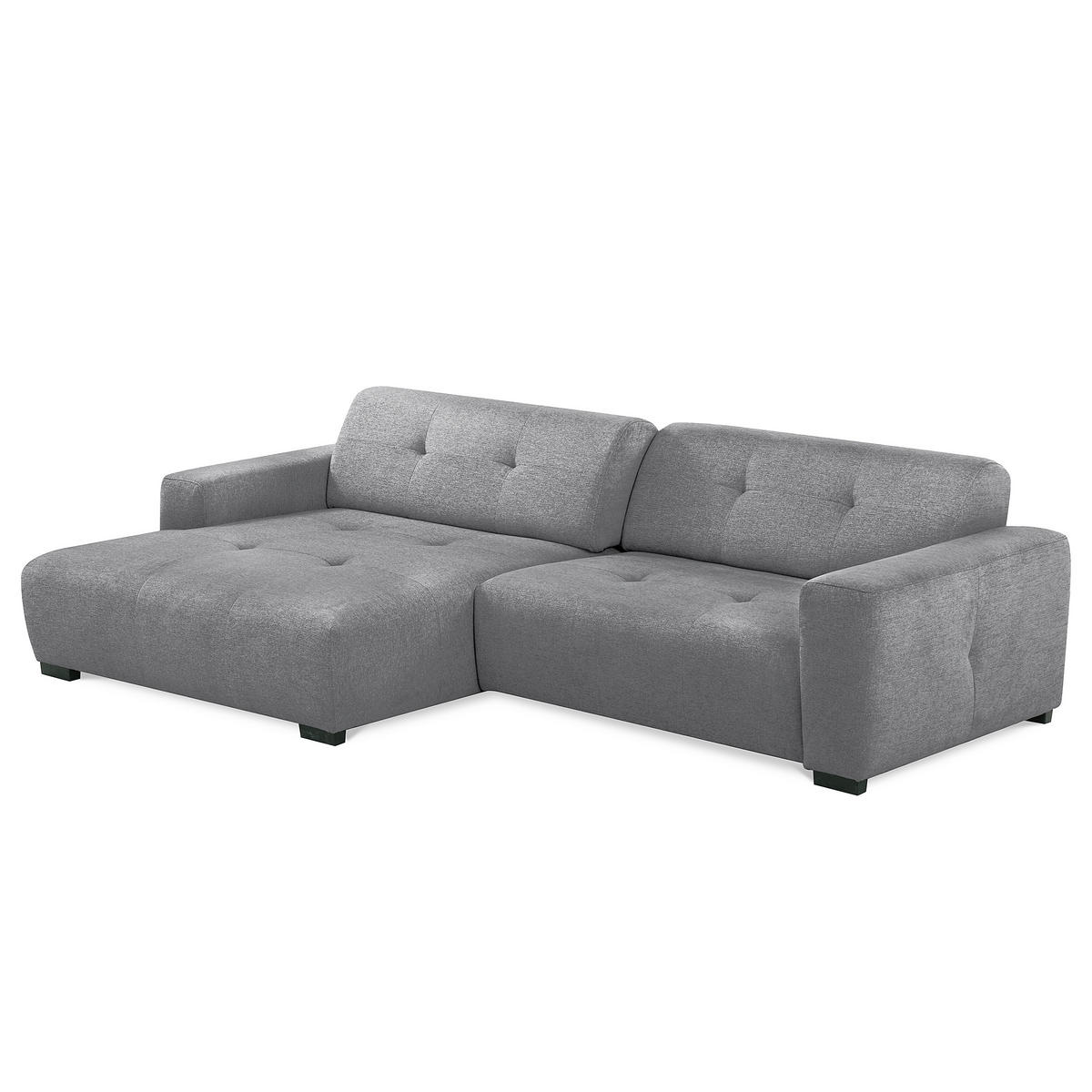 ECKSOFA AUSTIN Grau Flachgewebe Sitztiefenverstellung  - Schwarz/Grau, Design, Kunststoff/Textil (169/286cm) - Livetastic