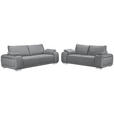 3-SITZER-SOFA Lederlook Grau  - Chromfarben/Grau, KONVENTIONELL, Textil/Metall (241/85/95cm) - Carryhome