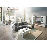 ECKSOFA Grau Flachgewebe  - Chromfarben/Weiß, Design, Kunststoff/Textil (294/173cm) - Carryhome