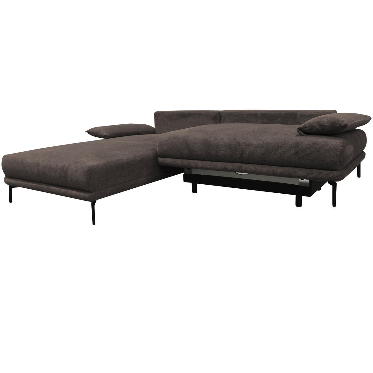 ECKSOFA Graubraun Webstoff  - Graubraun/Schwarz, Design, Textil/Metall (192/260cm) - MID.YOU