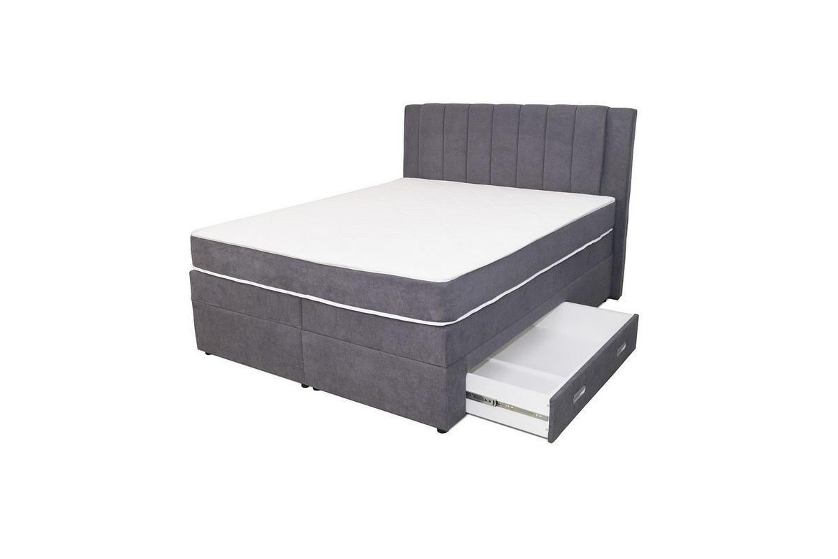 BOXSPRING KREVET 160/200 cm     siva  - siva, Moderno, drvni materijal/tekstil (160/200cm) - Hom`in