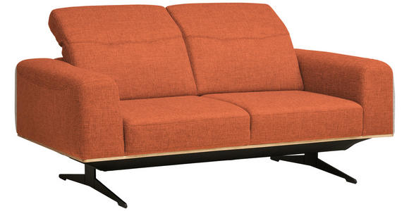 2-SITZER-SOFA in Struktur Orange  - Schwarz/Orange, Design, Textil/Metall (174/76-97/102cm) - Novel