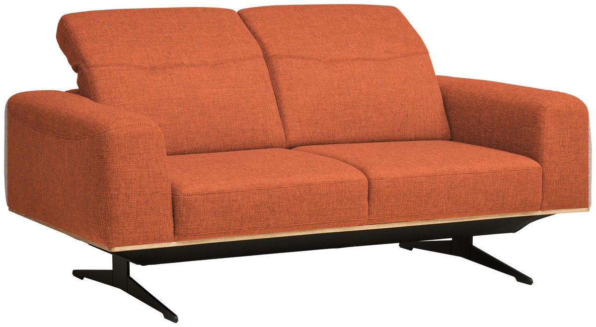 2-SITZER-SOFA Struktur Orange  - Schwarz/Orange, Design, Textil/Metall (174/76-97/102cm) - Novel