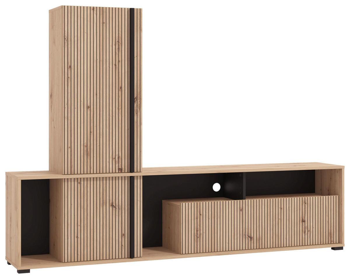 TV-ÁLLVÁNY Artisan tölgy  - Artisan tölgy, Basics, faalapú anyag (195,5/139,5/33cm) - Xora