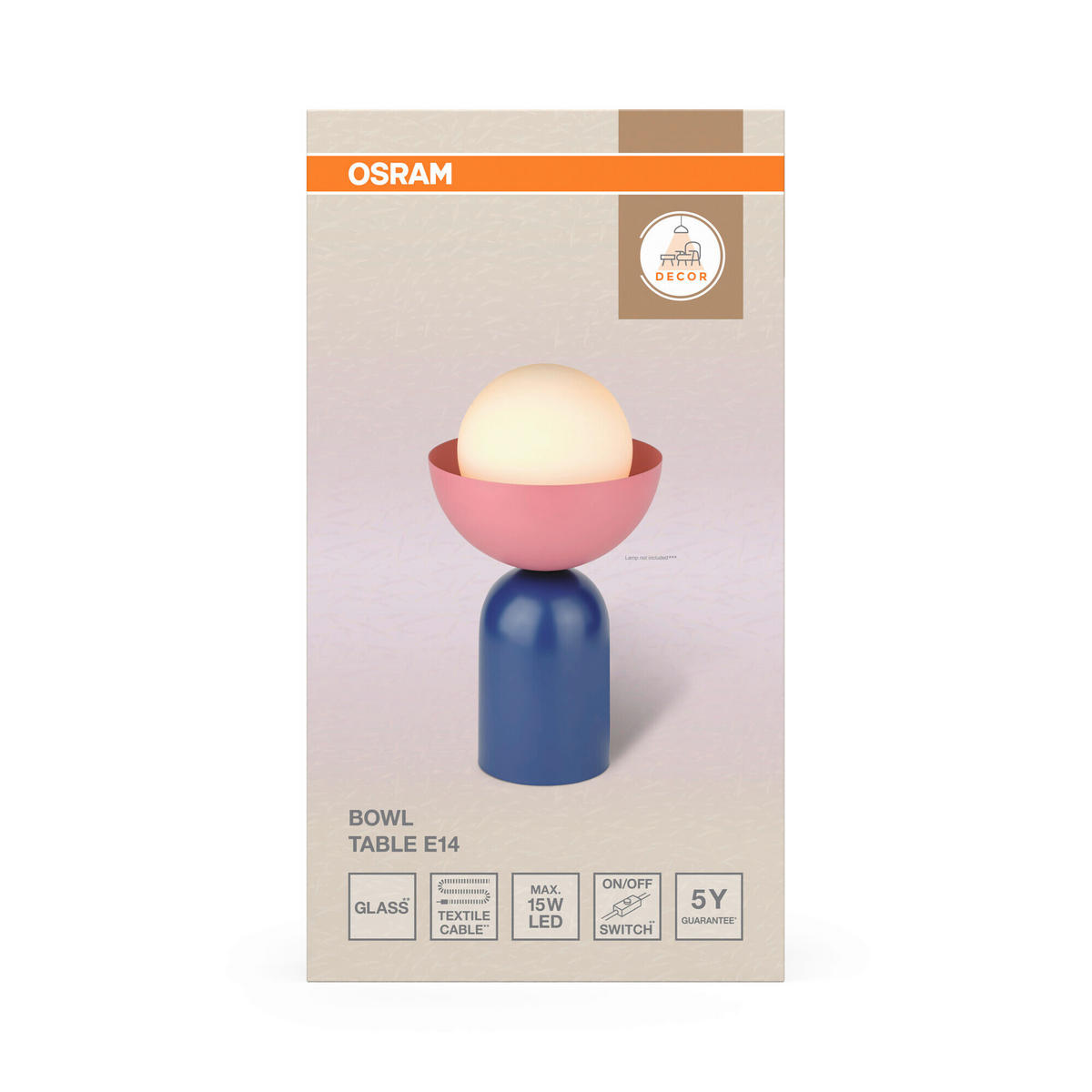 TISCHLEUCHTE 20/36,5 cm   - Blau/Rosa, Basics, Glas/Metall (20/36,5cm) - Osram