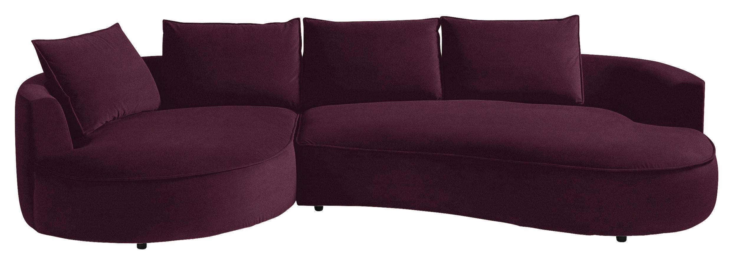 BIGSOFA in Samt Brombeere  - Brombeere/Schwarz, Design, Kunststoff/Textil (154/82/322cm) - home24