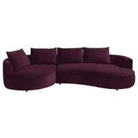 BIGSOFA Samt Brombeere  - Brombeere/Schwarz, Design, Kunststoff/Textil (154/82/322cm) - home24