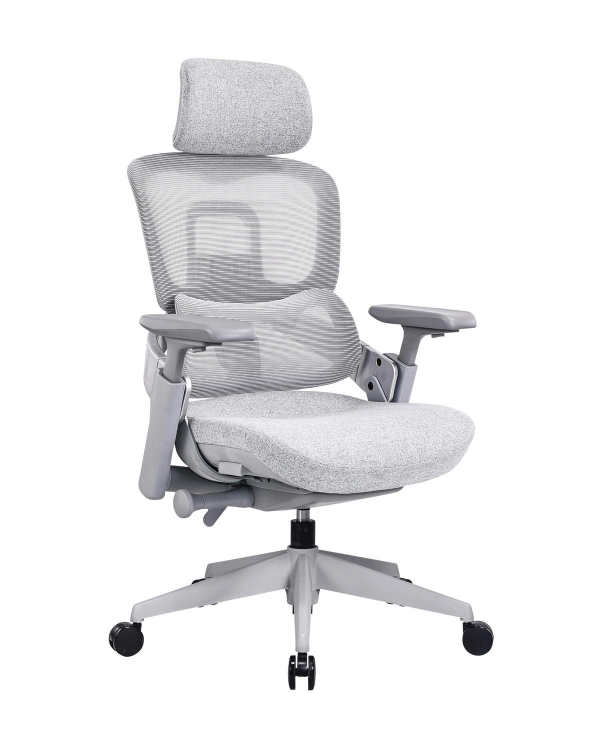 DREHSTUHL Netzbespannung, Webstoff Grau  - Grau, Design, Kunststoff/Textil (65/113-123/66-73cm) - Novel