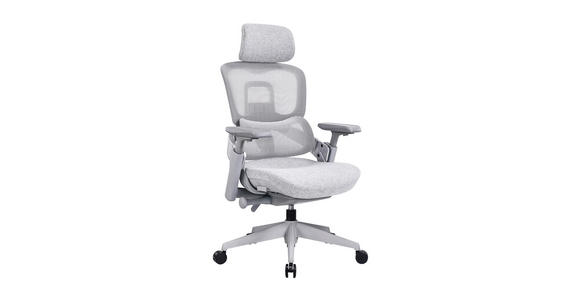 DREHSTUHL Netzbespannung, Webstoff Grau  - Grau, Design, Kunststoff/Textil (65/113-123/66-73cm) - Novel