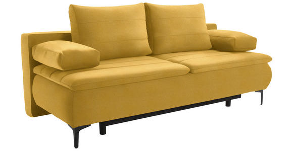 BOXSPRINGSOFA Flachgewebe Currygelb - Currygelb/Schwarz, KONVENTIONELL, Textil/Metall (204/93/100cm) - Novel