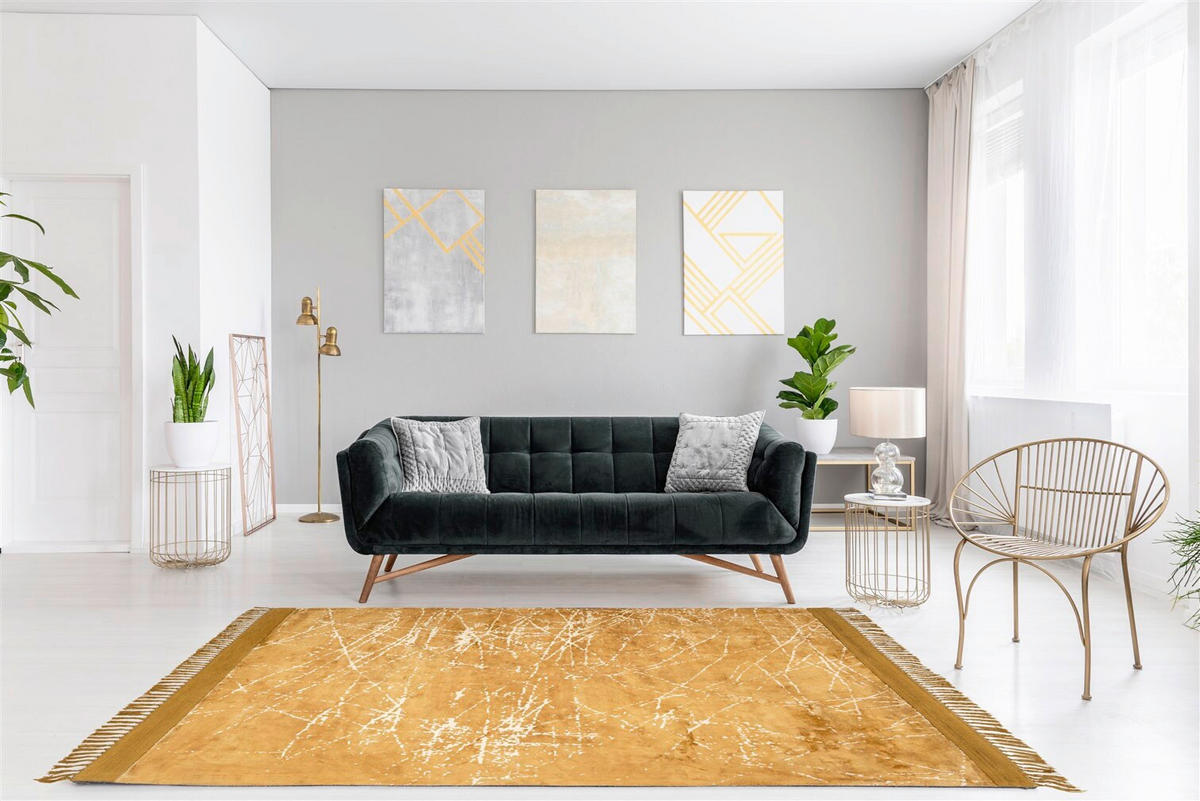 Covor Cu Țesătură Plată  - auriu, Basics, textil (160/230cm) - Kayoom