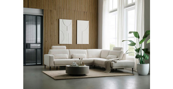 ECKSOFA Dieter Knoll Beige Chenille  - Beige/Schwarz, Design, Textil/Metall (303/254cm) - Dieter Knoll