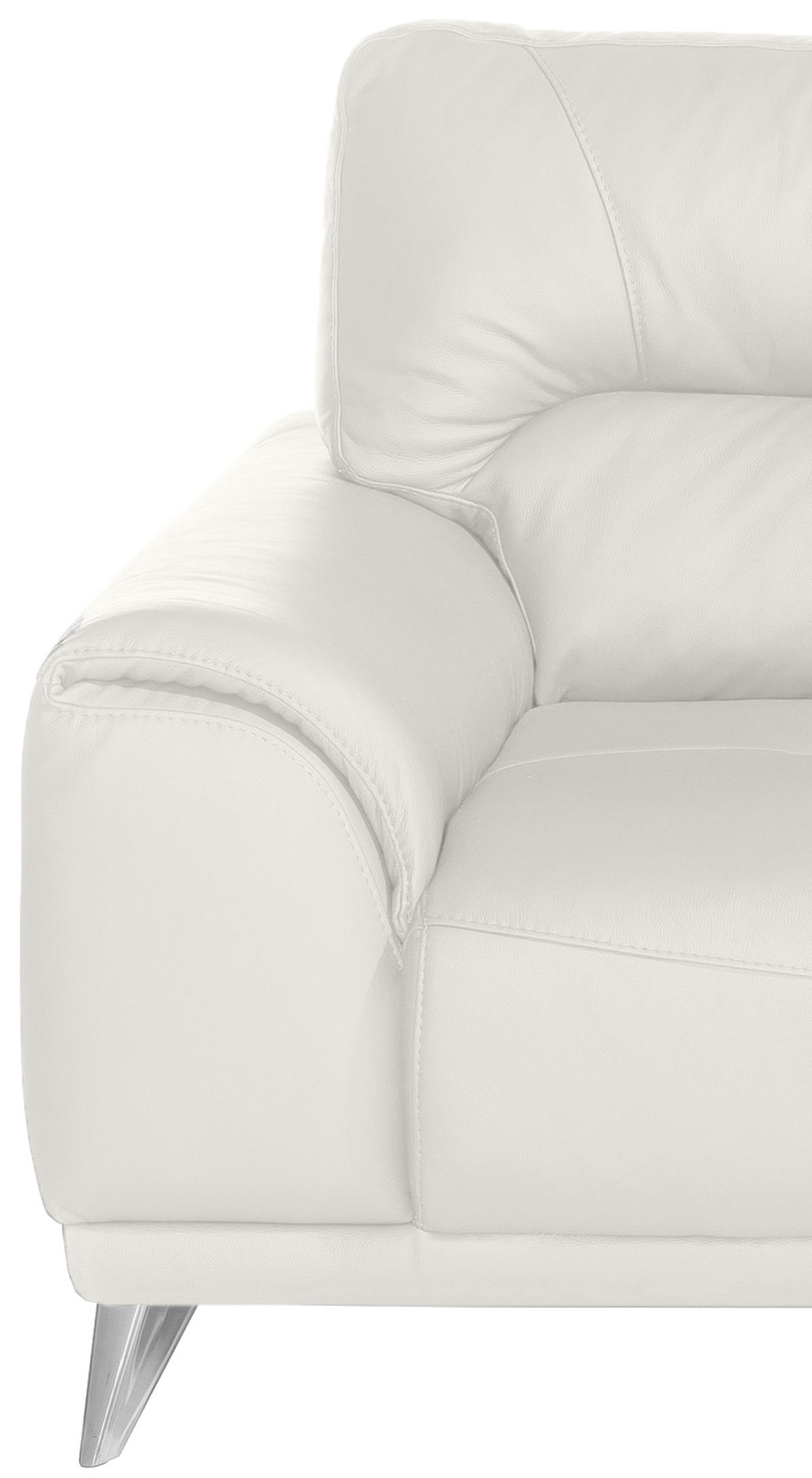 3-SITZER-SOFA in Lederlook Weiss  - Chromfarben/Weiss, Modern, Textil/Metall (210/92/96cm) - MID.YOU