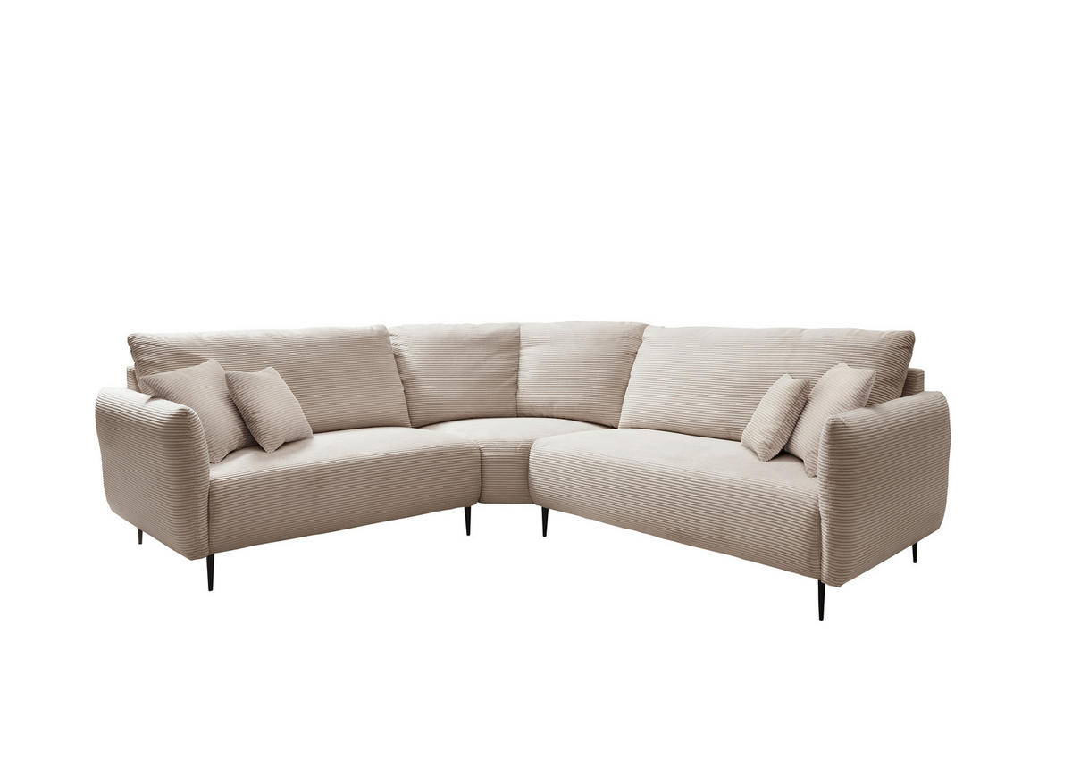 ECKSOFA Cord Beige  - Beige/Schwarz, Design, Textil/Metall (256/256cm) - Livetastic