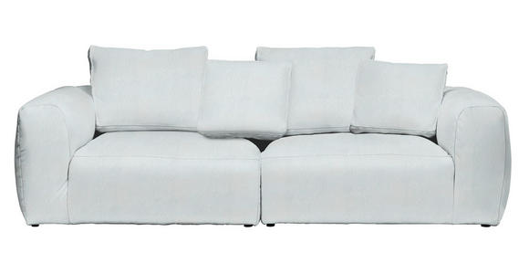 BIGSOFA in Samt Grau, Silberfarben  - Silberfarben/Schwarz, MODERN, Kunststoff/Textil (260/70/122cm) - Carryhome