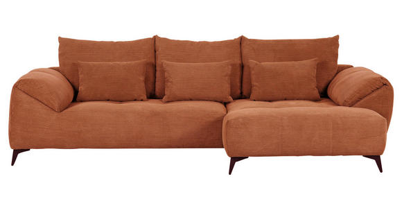 ECKSOFA Rostfarben Cord Zierkissen, Rückenkissen, Rücken echt  - Rostfarben/Schwarz, KONVENTIONELL, Textil/Metall (311/176cm) - Carryhome