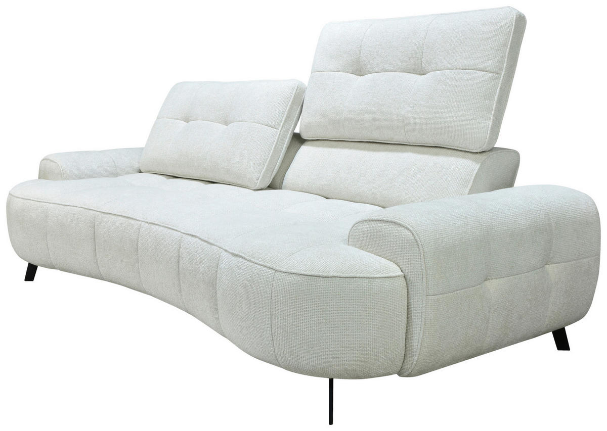 2-SITZER-SOFA Chenille Creme  - Creme/Schwarz, Design, Kunststoff/Textil (230/84/104/111/122cm) - Livetastic