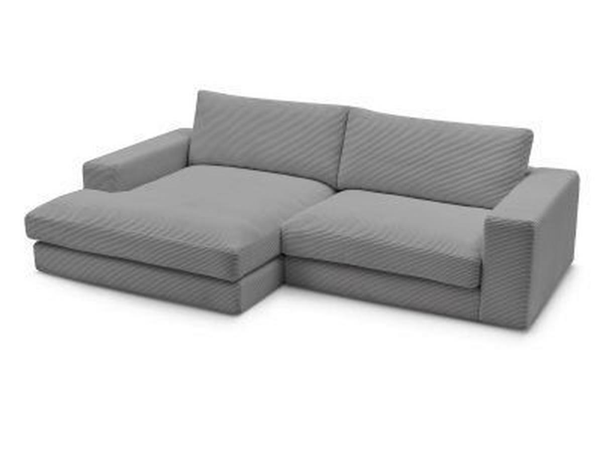 ECKSOFA  LEONARD Dunkelgrau Cord  - Dunkelgrau/Schwarz, MODERN, Kunststoff/Textil (159/274cm)