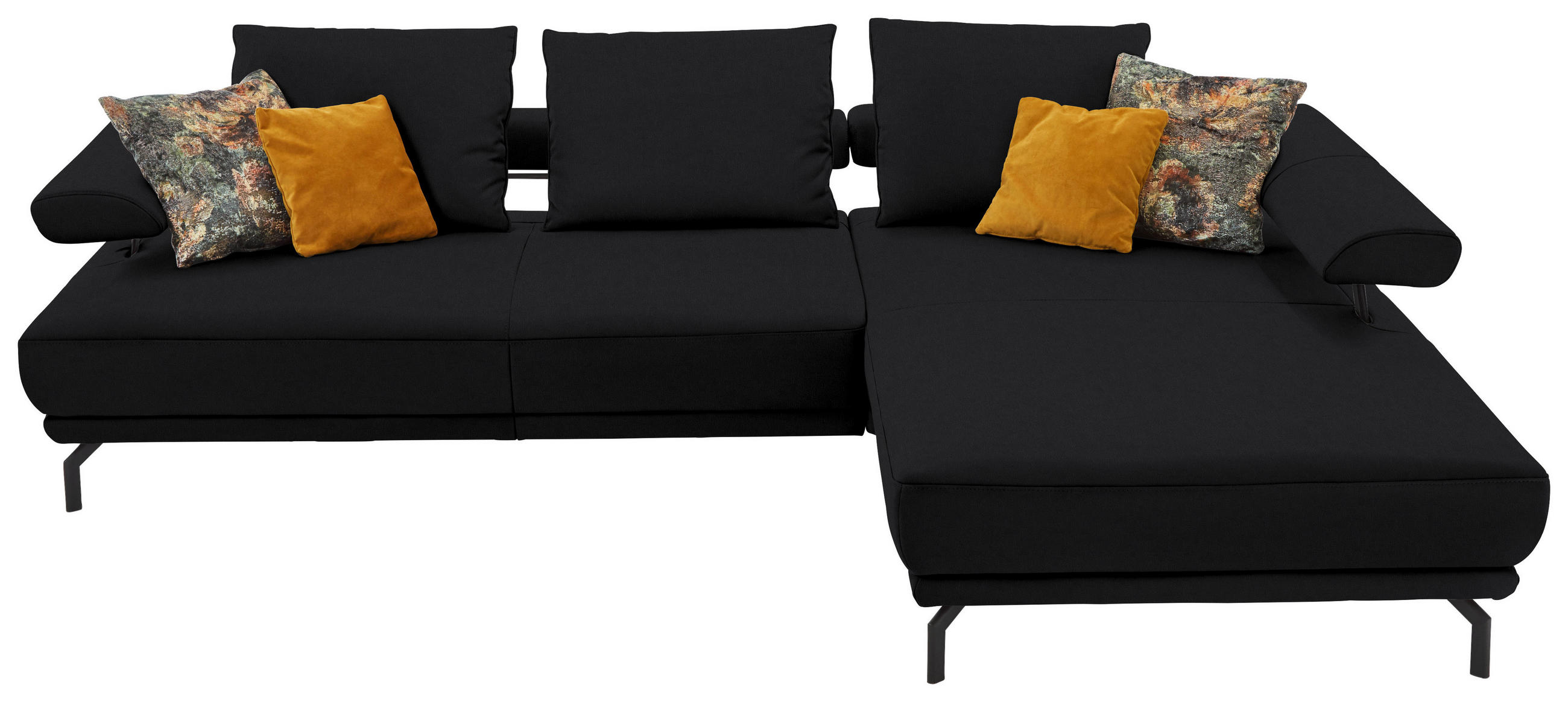 ECKSOFA in Echtleder Schwarz  - Schwarz, Design, Leder/Metall (305/224cm) - Dieter Knoll
