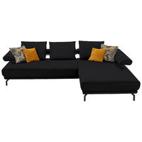 ECKSOFA Echtleder Schwarz  - Schwarz, Design, Leder/Metall (305/224cm) - Dieter Knoll
