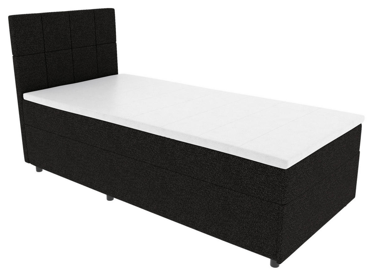 BOXBETT 90/200 cm,  in Schwarz, Matratze, Topper, Bettschublade, H3 = fest  - Schwarz, KONVENTIONELL, Kunststoff/Textil (90/200cm) - Boxxx