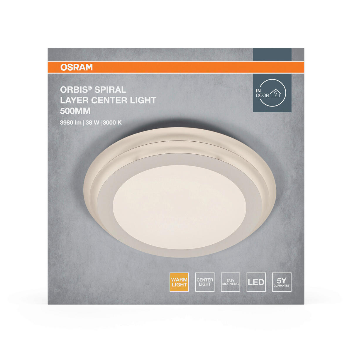 LED-DECKENLEUCHTE Orbis Spiral Layer Round 50/7 cm   - Weiß, Design, Kunststoff/Metall (50/7cm) - Osram