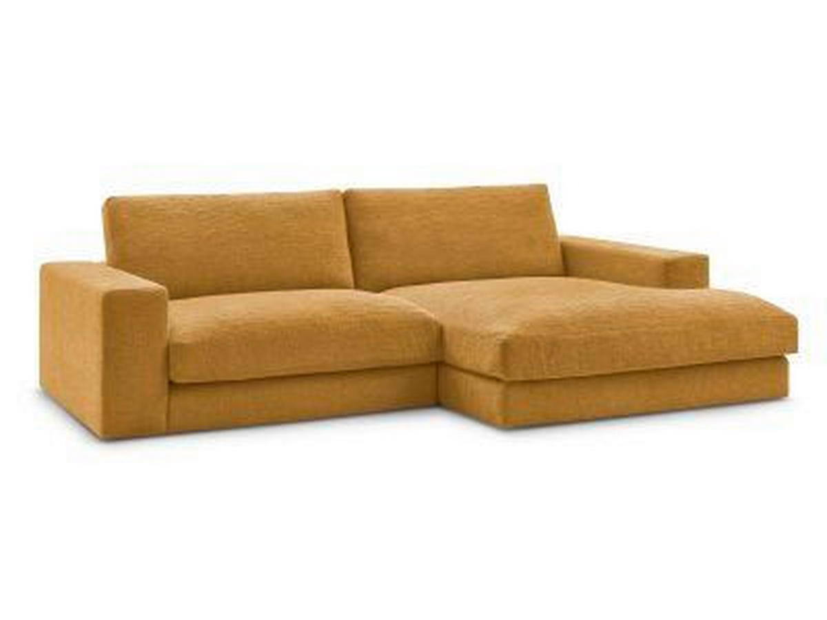 ECKSOFA Ottomane rechts  LEONARD  Gelb Struktur  - Gelb/Schwarz, MODERN, Kunststoff/Textil (274/159cm)