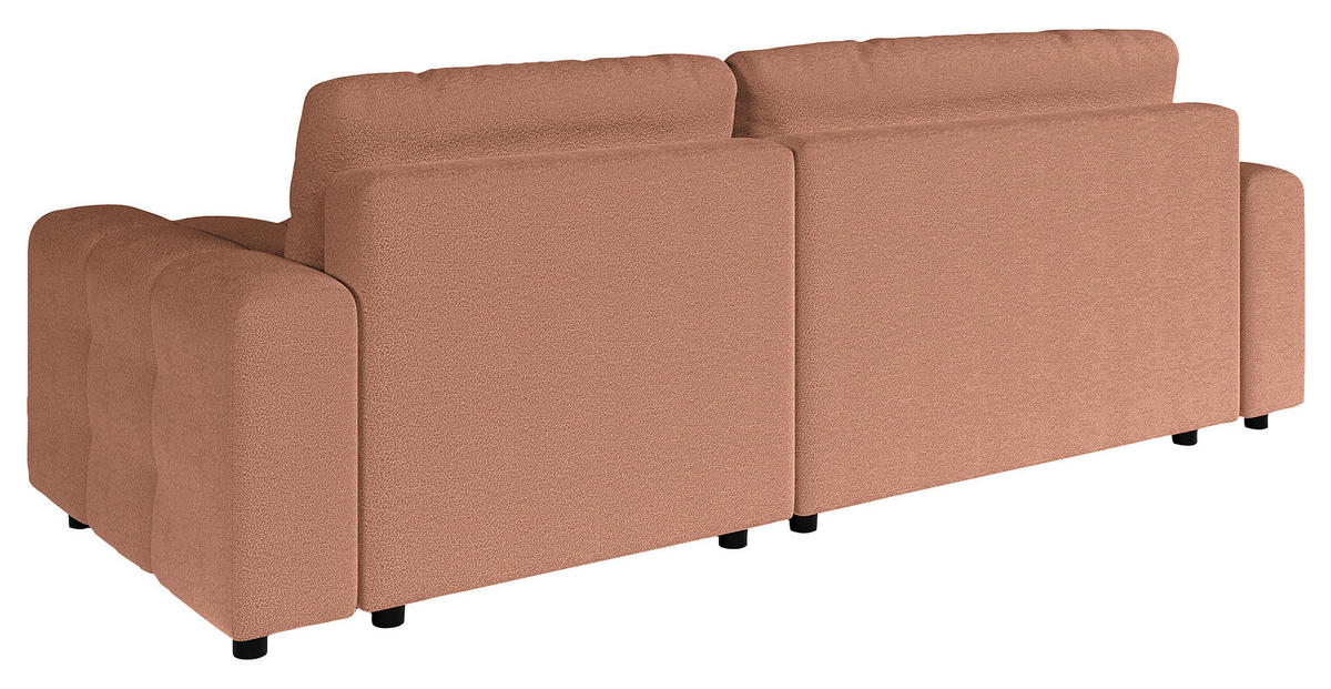 ECKSOFA Luki Hellbraun Bouclé  - Hellbraun/Schwarz, Design, Kunststoff/Textil (233/142cm) - Livetastic