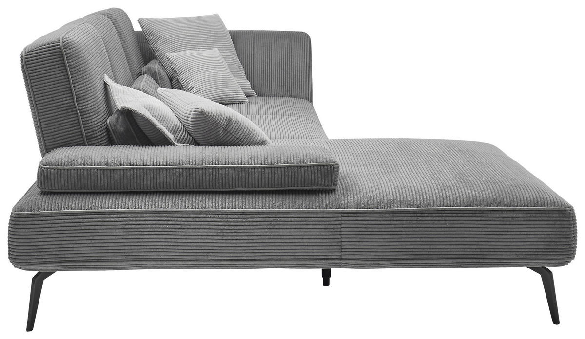 ECKSOFA Grau Cord  - Schwarz/Grau, KONVENTIONELL, Textil/Metall (205/304cm) - SetOne by Musterring