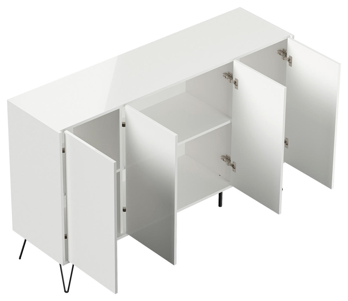 SIDEBOARD Posseik Industrial 155/93,6/42 cm  - Weiß Hochglanz/Schwarz, Design, Holzwerkstoff/Metall (155/93,6/42cm) - P & B