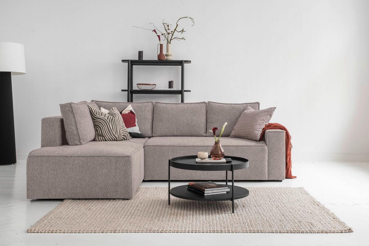 ECKSOFA in Grau, Weiss  - Weiss/Schwarz, Design, Kunststoff/Textil (194/246cm) - MID.YOU