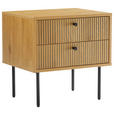 NACHTSCHRANK 50/50/40 cm - Eichefarben/Schwarz, Design, Holzwerkstoff/Metall (50/50/40cm) - Carryhome