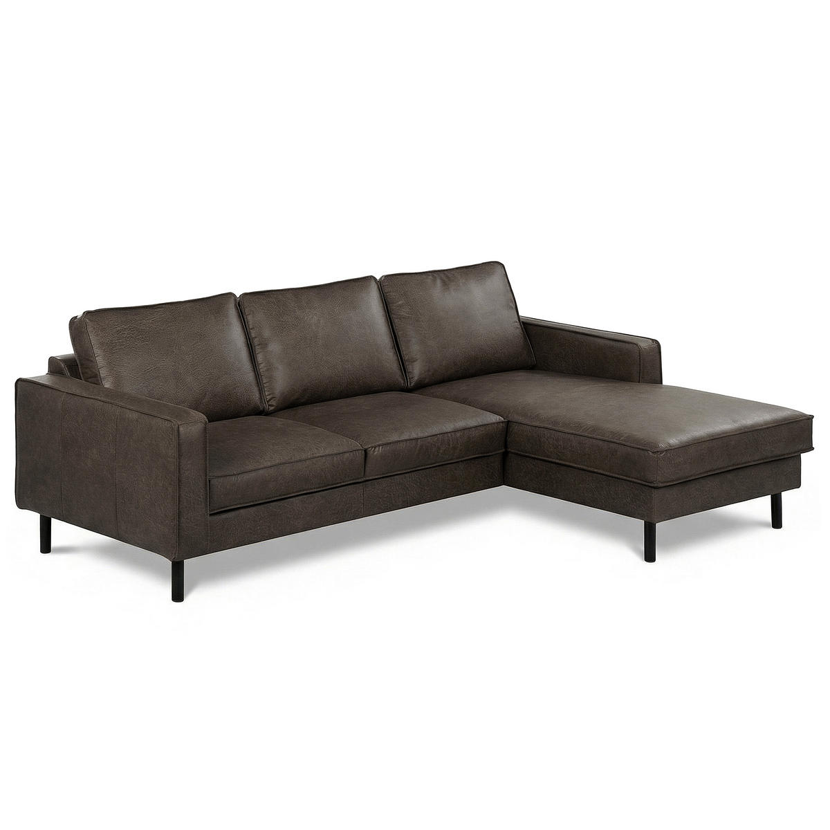 ECKSOFA Echtleder Fango  - Fango/Schwarz, Design, Leder/Metall (166/238cm) - Livetastic
