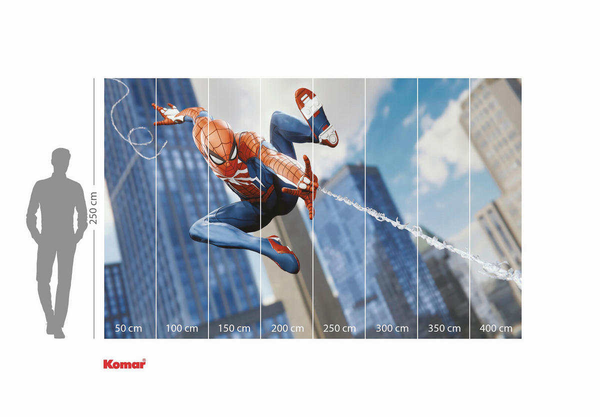 FOTOTAPETE SPIDER-MAN ATTACK!  - Blau, Design, Textil (400/250cm) - Marvel