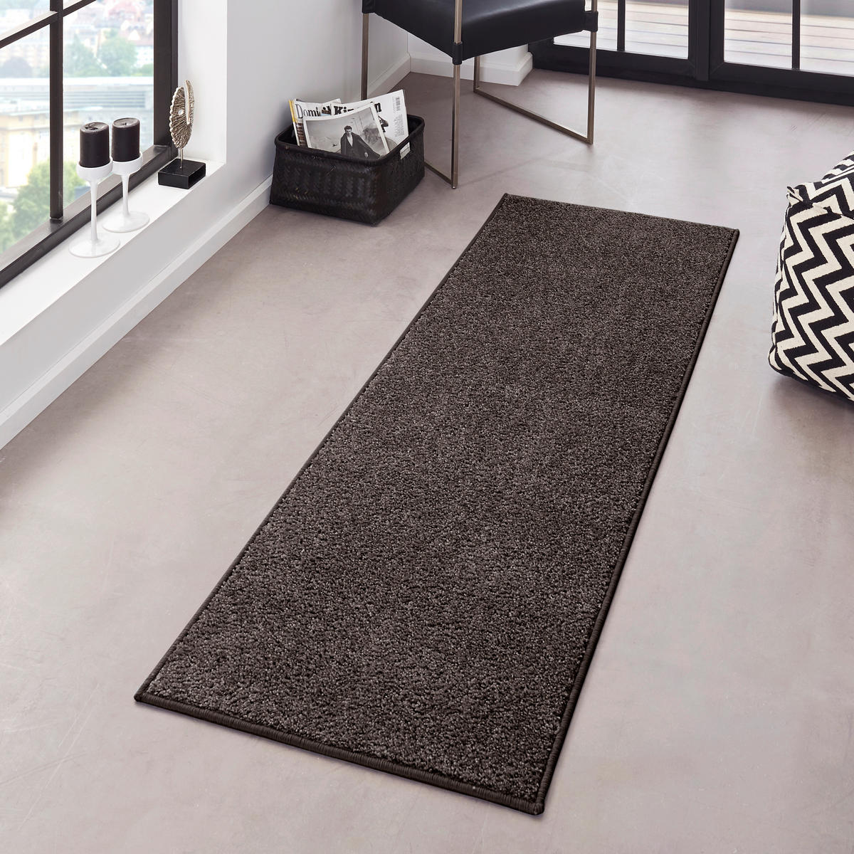 WEBTEPPICH 80/300 cm Pure Anthrazit  - Anthrazit, Basics, Kunststoff (80/300cm)
