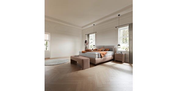 BOXSPRINGBETT 180/200 cm in Hellgrau, Hellbraun - Hellbraun/Hellgrau, Design, Textil/Metall (180/200cm) - Johann Jakob