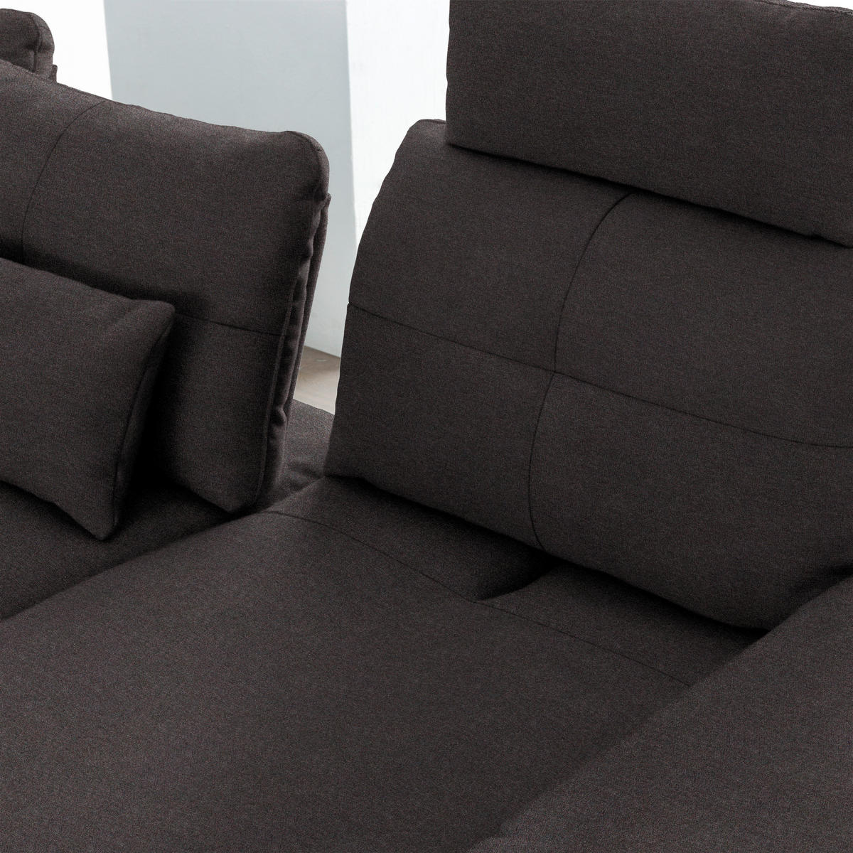 ECKSOFA in Flachgewebe Schwarz  - Schwarz, Design, Textil/Metall (271/344cm) - Chilliano