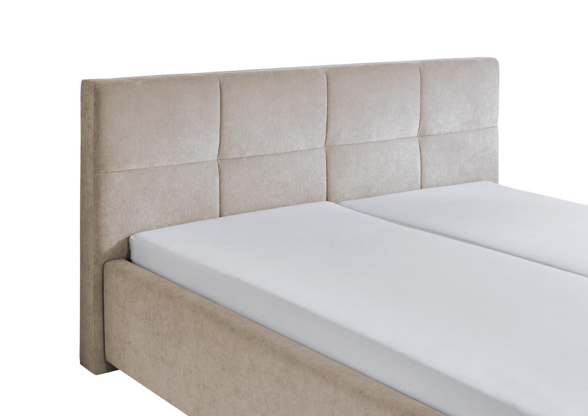 POLSTERBETT 180/200 cm,  in Beige, Bettschublade,  - Beige/Schwarz, Design, Kunststoff/Textil (180/200cm) - Stylife