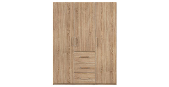 DREHTÜRENSCHRANK 151/197/60 cm,  in Sonoma Eiche, 3-türig  - Silbereichenfarben/Sonoma Eiche, Design, Holzwerkstoff/Kunststoff (151/197/60cm) - Novel