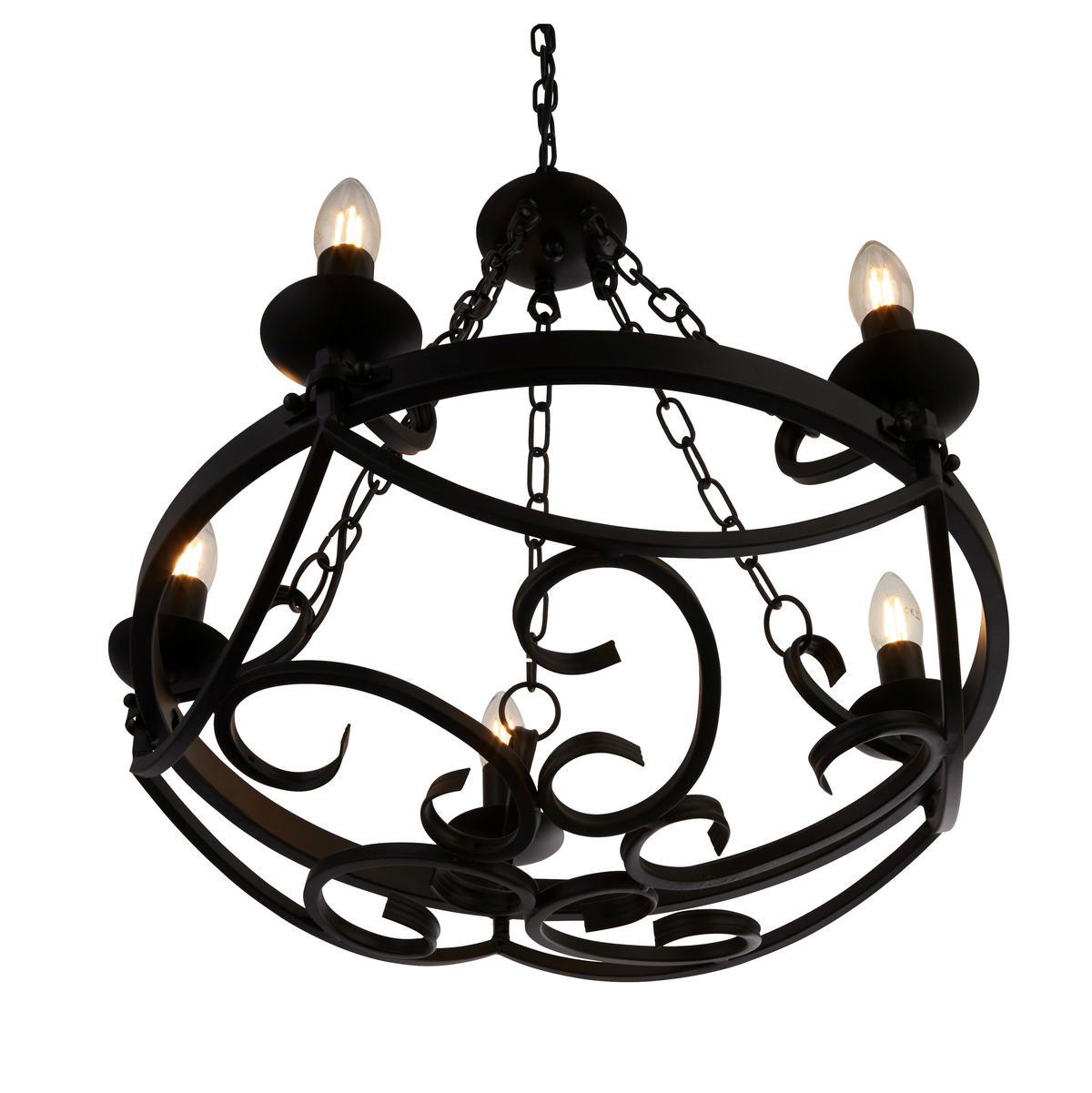 KRONLEUCHTER CARTWHEEL III   - Schwarz, LIFESTYLE, Metall (54/102/54cm) - Searchlight