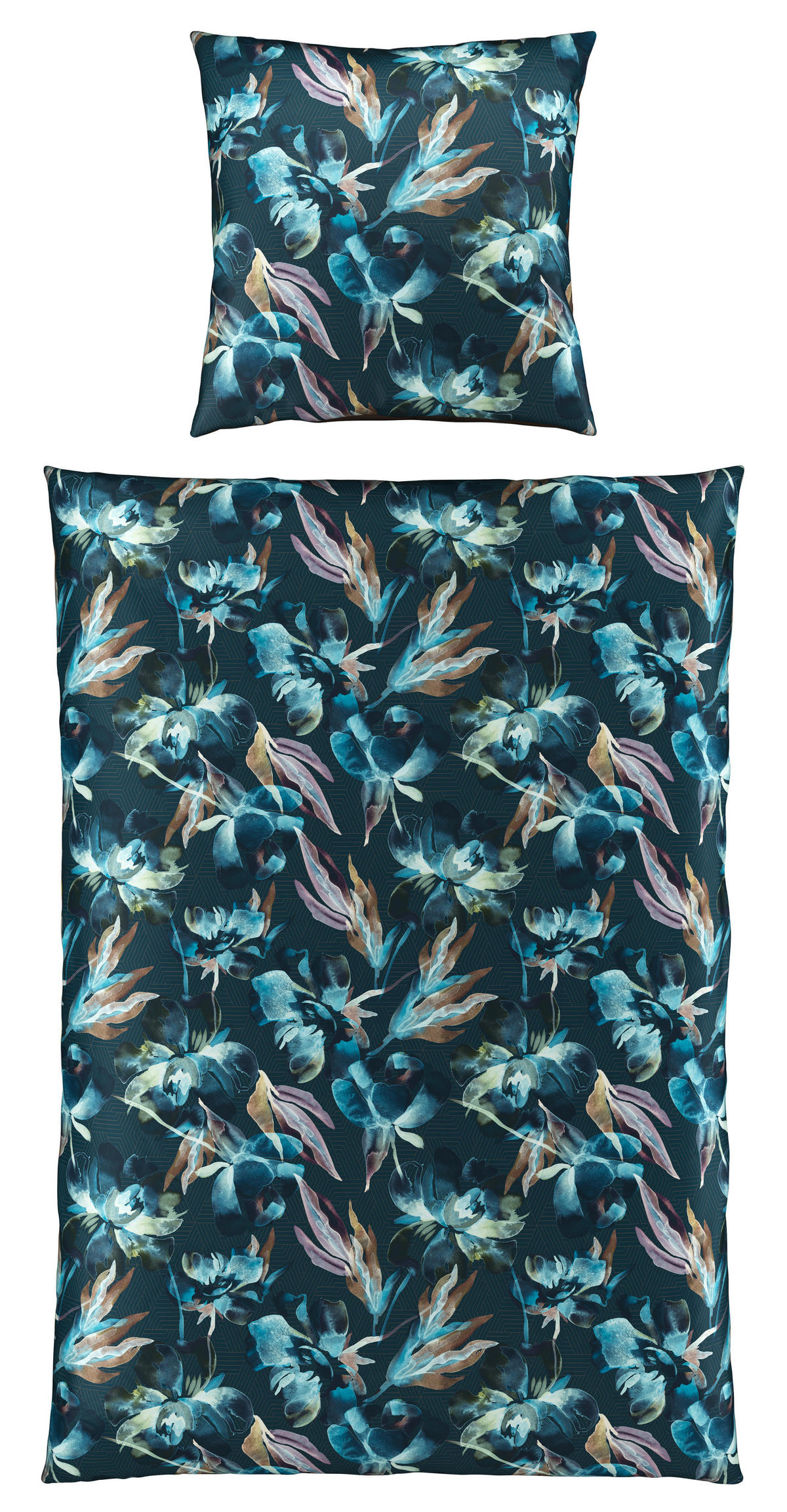 WENDEBETTWÄSCHE HELLA Satin 135/200 cm  - Petrol/Braun, Textil (135/200cm) - Novel