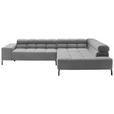 ECKSOFA in Cord Dunkelgrau  321/216 cm  - Dunkelgrau/Schwarz, Design, Textil/Metall (321/216cm) - Hom`in