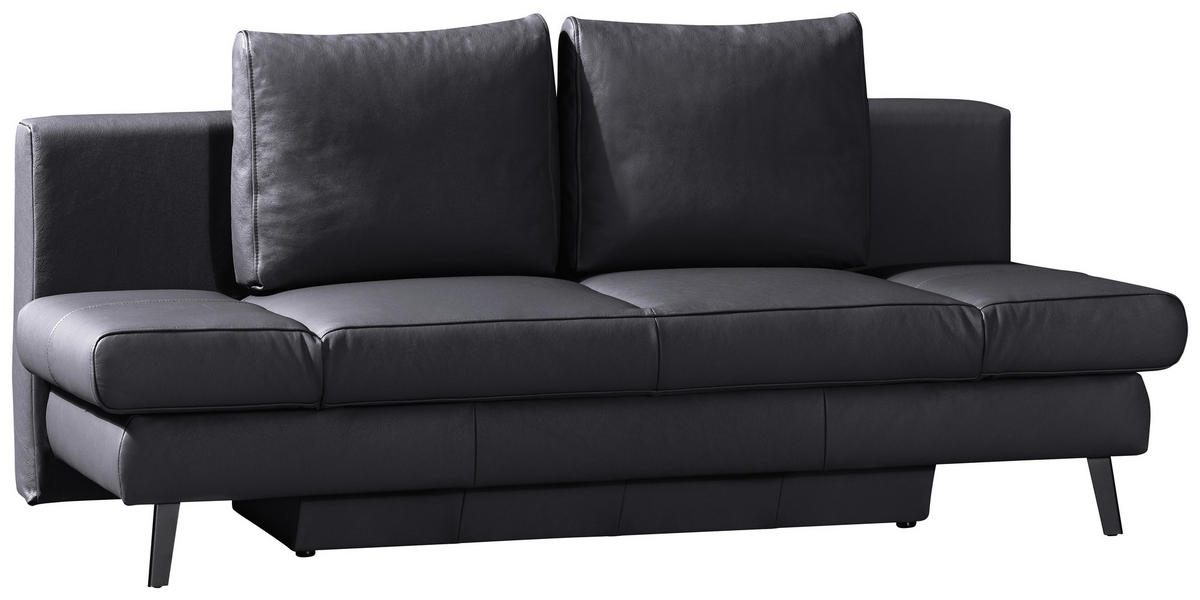 SCHLAFSOFA in Echtleder Anthrazit  - Anthrazit/Schwarz, Konventionell, Leder/Metall (200/85/90cm) - Novel