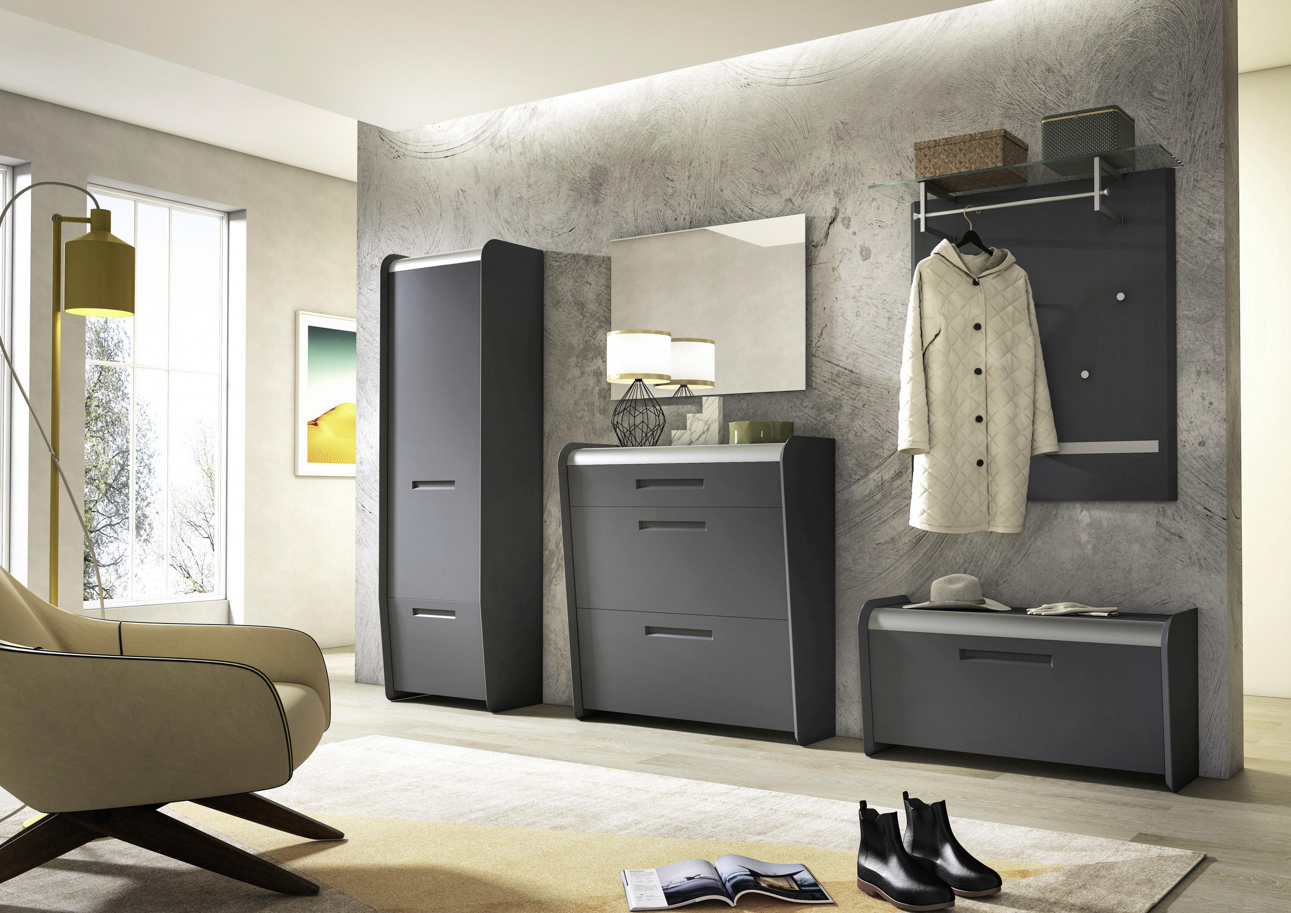 GARDEROBENPANEEL  in 95/104/29 cm  - Anthrazit, Design, Holzwerkstoff (95/104/29cm) - Dieter Knoll